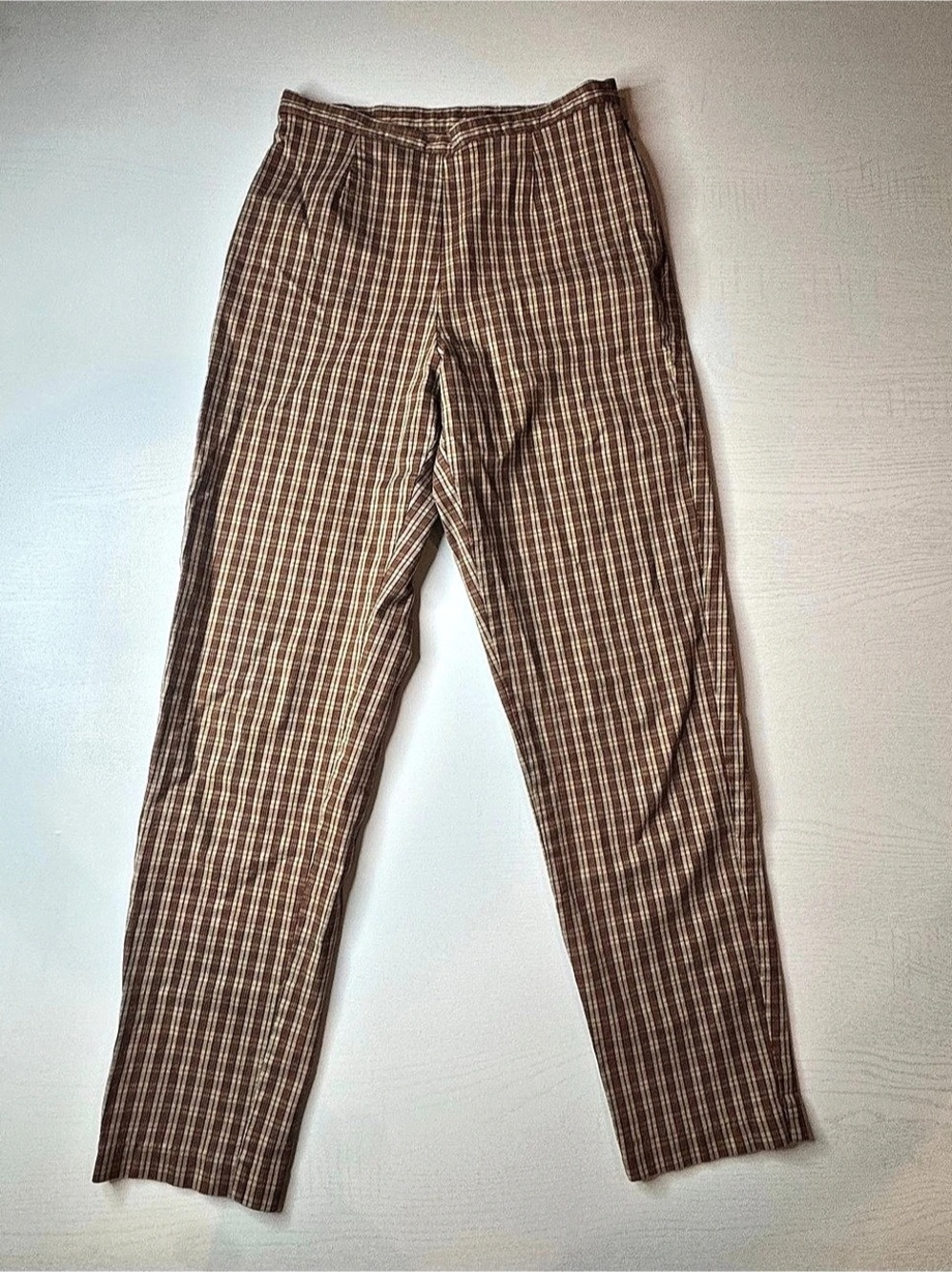 VTG Woolrich Antique Coral Plaid High Rise Trousers Pants Size 10 Academia